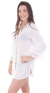 Crochet V-Neck White Cover Up