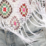 Crochet Long Fringed Boho White Cover Up