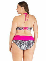 Plus Size Printed Leaves Bikini Set