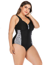 Plus Size Leopard Patchwork Monokini