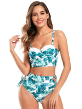 High Waist Blue Halter Bikini Set