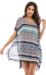 Patterned Tassel Cover Up