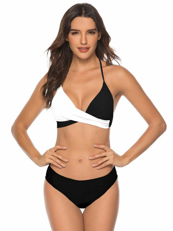 Halter Black & White Bikini Set