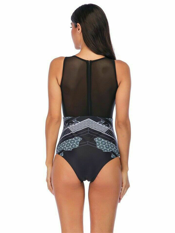 Mesh Flower Print Monokini