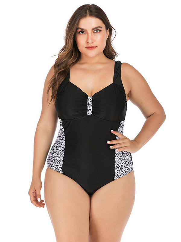 Plus Size Leopard Patchwork Monokini