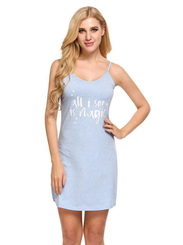 V-Neck Spaghetti Strap Sky Blue Loungewear