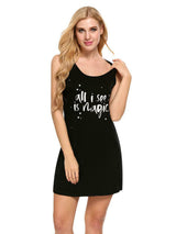 V-Neck Spaghetti Strap Black Loungewear