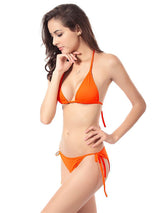 Halter Push Up Orange Bikini Set