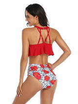 High Waisted Red Bikini Set