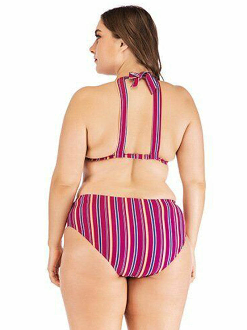 Plus Size Stripped Bikini Set