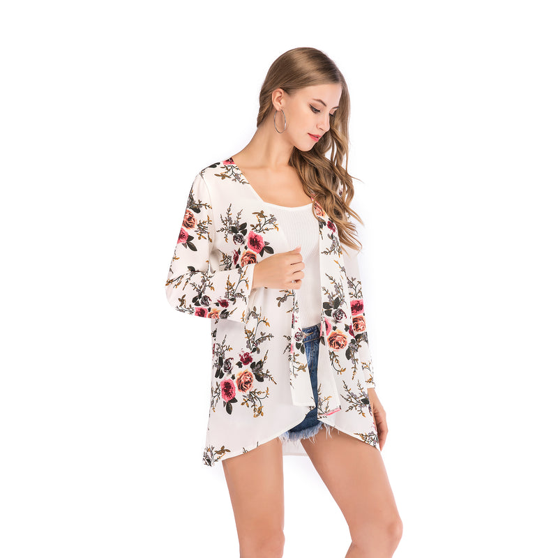 Summer Chifon White Floral Cover Up