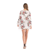 Summer Chifon White Floral Cover Up