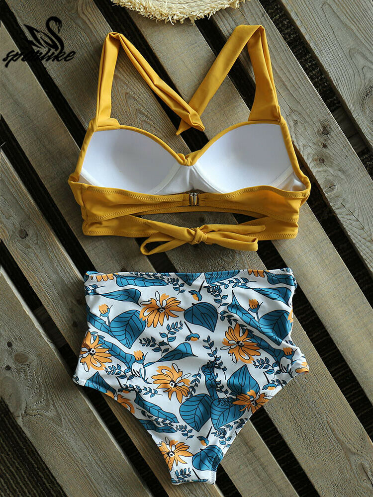 Vintage Retro High Waisted Yellow Bikini Set