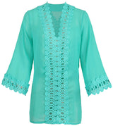 Crochet V-Neck Teal Cover Up