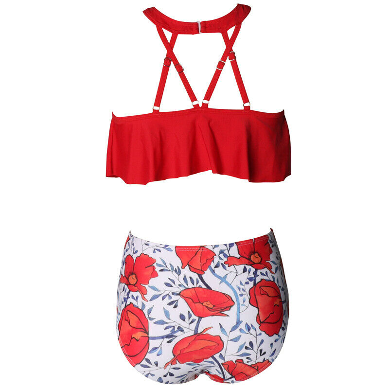 High Waisted Red Bikini Set