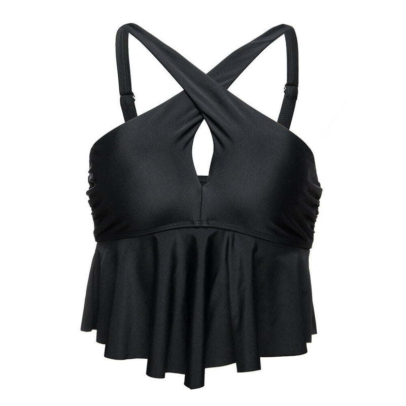 Ruffled Bandage Black Bikini Set