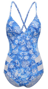 Printed Mesh Butterfly Monokini