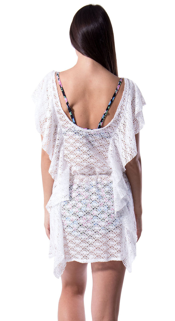Crochet Hollow White Cover Up