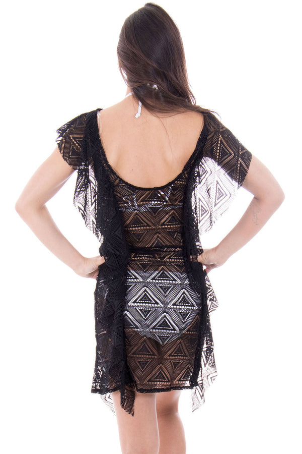 Crochet Hollow Black Cover Up