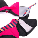 Black & Pink Striped Bikini Set