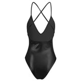 Backless Leather Black Monokini