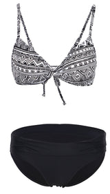 Printed Black & White Bikini Set