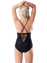 Printed Mesh Black Monokini