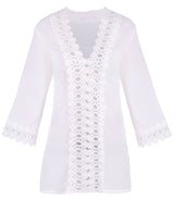 Crochet V-Neck White Cover Up