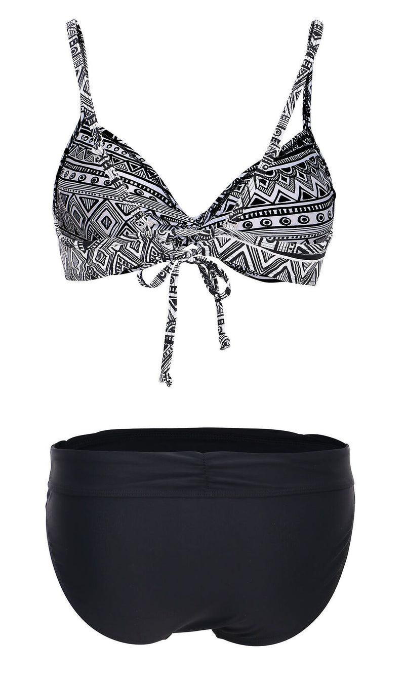 Printed Black & White Bikini Set