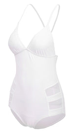 Printed Mesh White Monokini