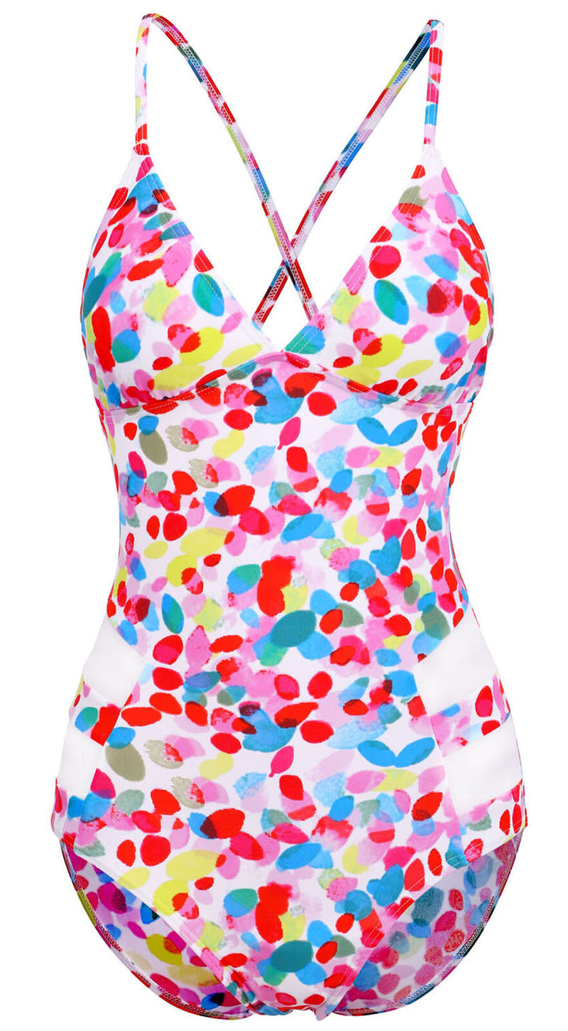 Printed Mesh Colorful Monokini