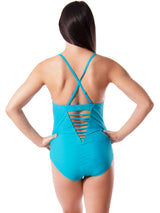 Printed Mesh Turquoise Monokini