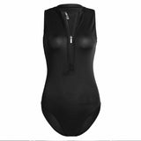 Leotard High Cut Sleeveless Black Body Suit