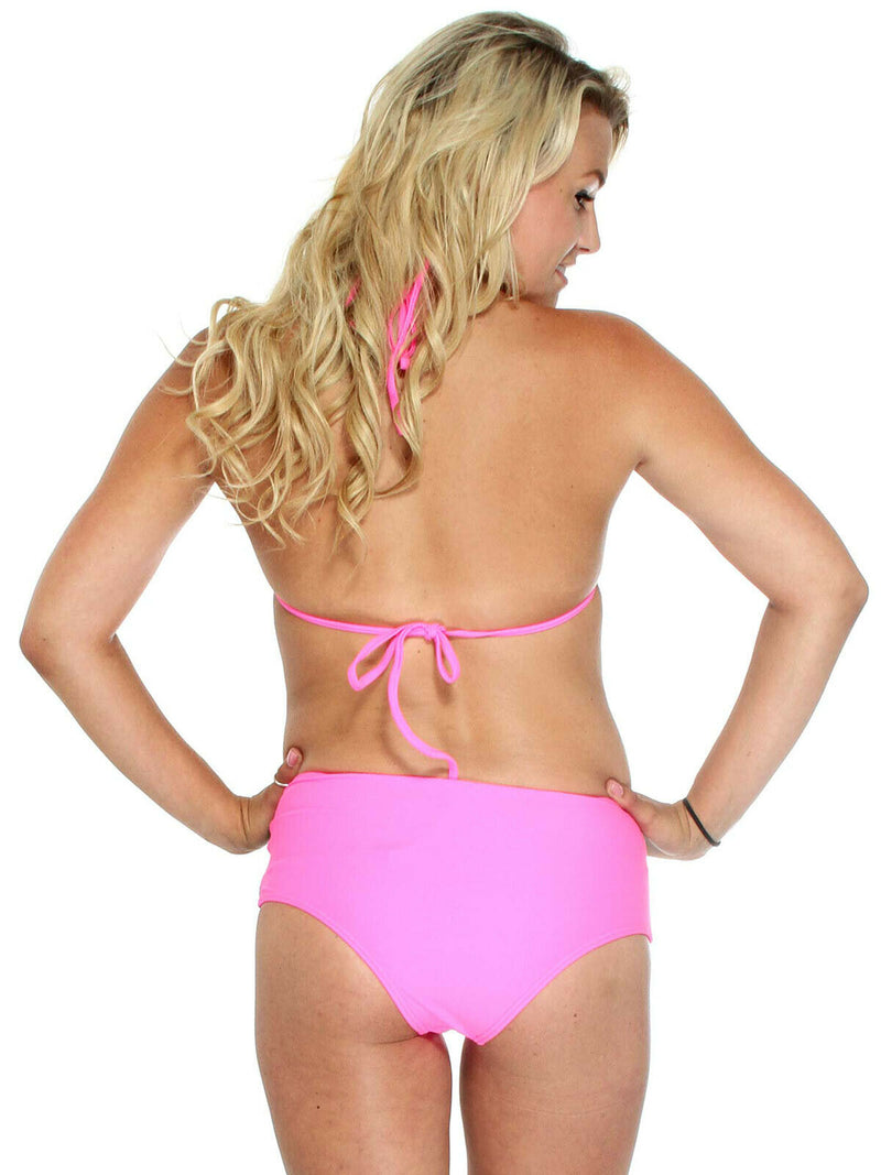 High Waist Pink/Green Bikini Set