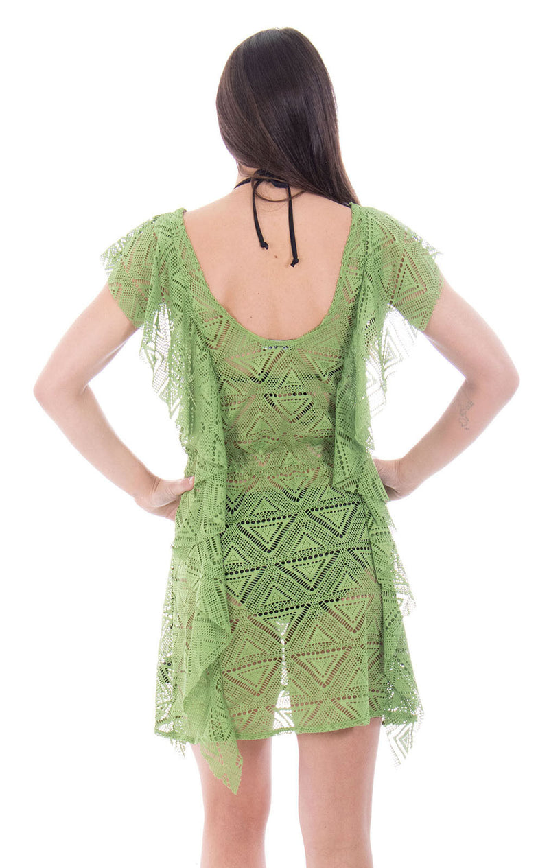 Crochet Hollow Green Cover Up