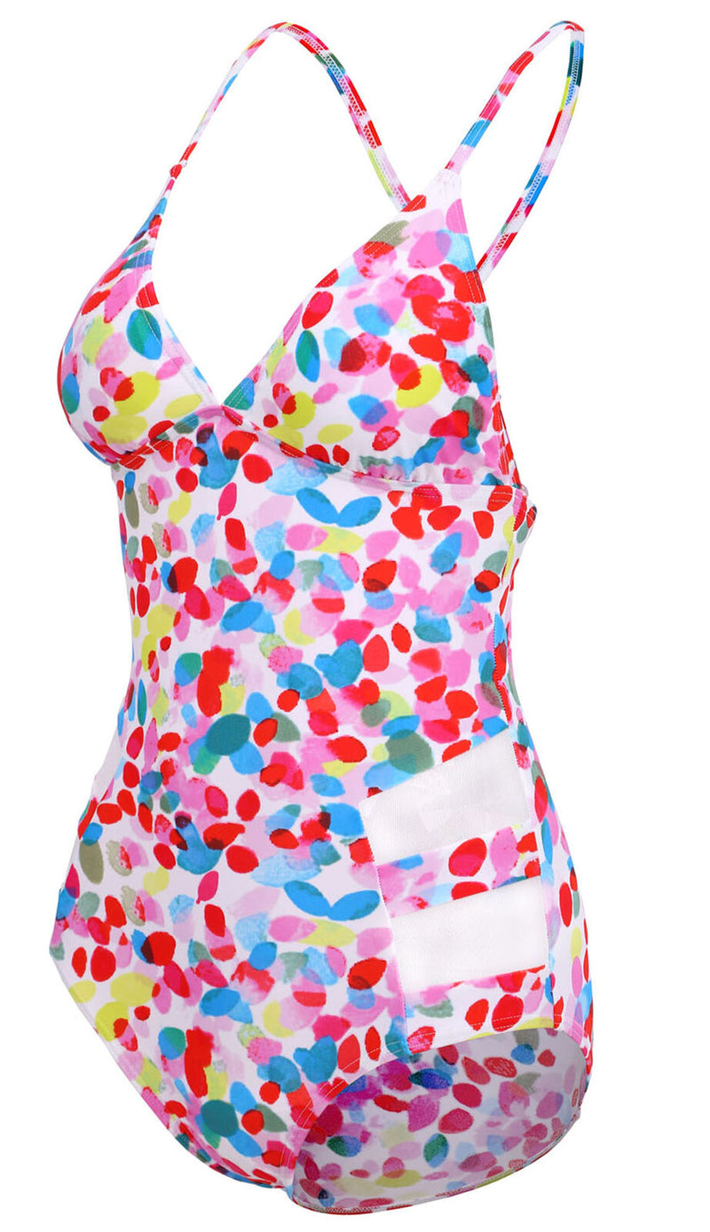 Printed Mesh Colorful Monokini