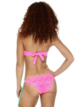 Ruffled Pink/Green Bikini Set