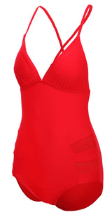 Printed Mesh Red Monokini