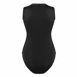 Leotard High Cut Sleeveless Black Body Suit