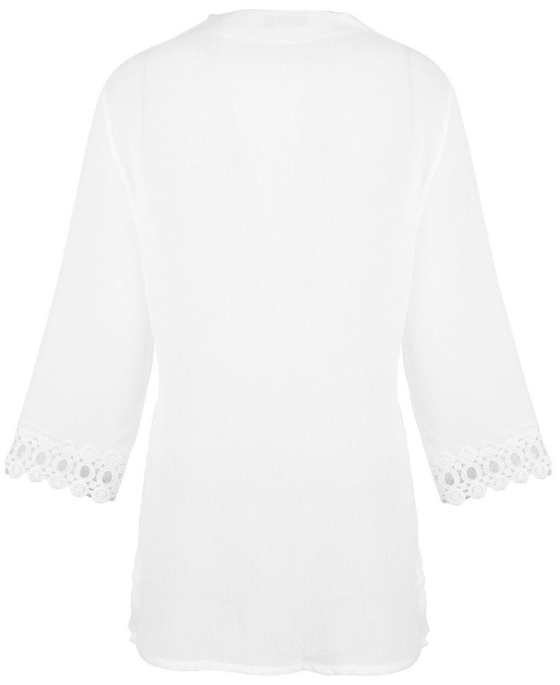 Crochet V-Neck White Cover Up