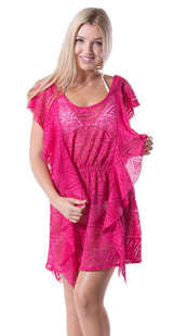 Crochet Hollow Fuchsia Cover Up