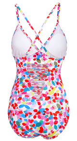 Printed Mesh Colorful Monokini