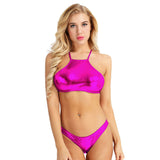 Shiny High Cut Hot Pink Bikini Set