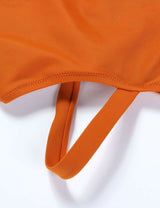 Deep V Neck Orange Thong Monokini