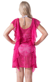 Crochet Hollow Fuchsia Cover Up