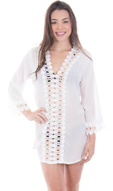 Crochet V-Neck White Cover Up