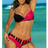 Black & Pink Striped Bikini Set