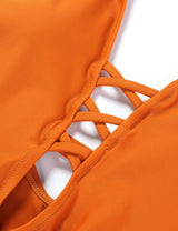 Deep V Neck Orange Thong Monokini