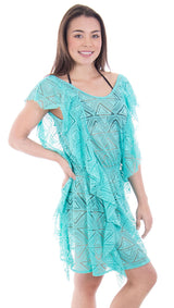 Crochet Hollow Blue Cover Up