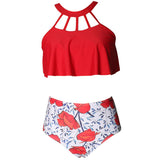 High Waisted Red Bikini Set